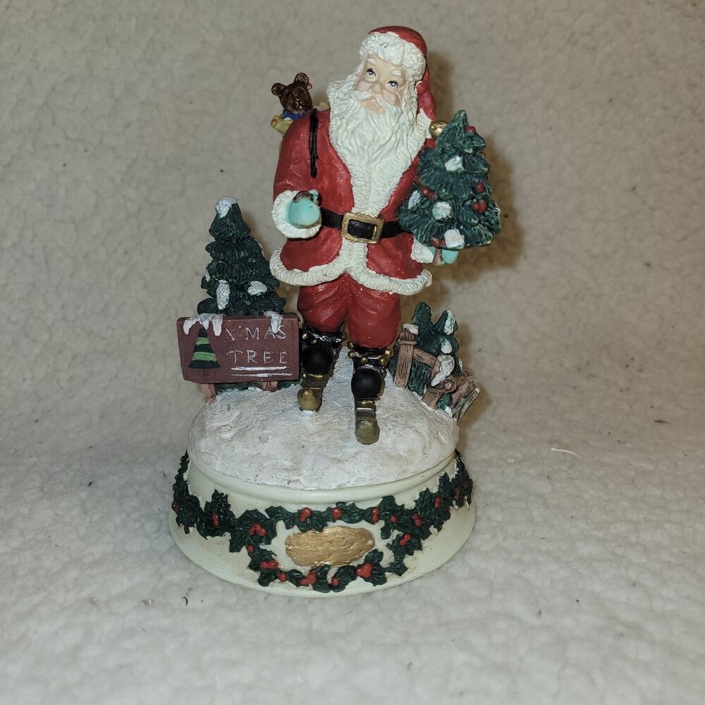 Vtg Merry Christmas Santa‎ Claus Music Box, "Santa  Claus  Is Coming To  Town "